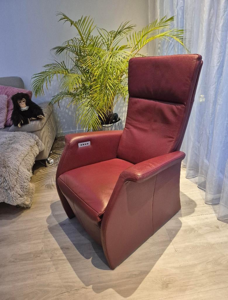 Relax Fauteuil  - Leer - Accu, Ophalen, Minder dan 75 cm, Leer, Zo goed als nieuw