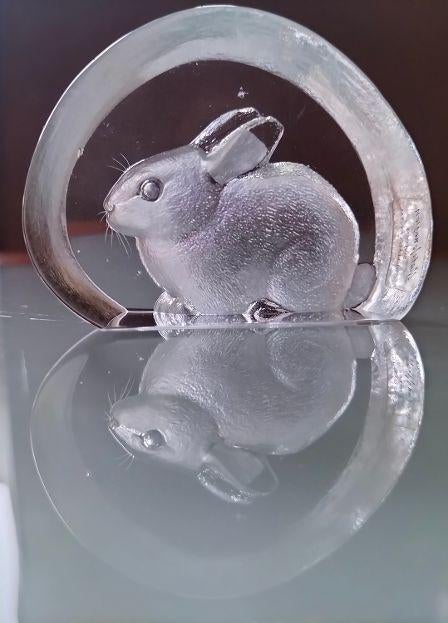 kristallen konijn van Mats Jonasson sticker en handtekening, Antiek en Kunst, Ophalen