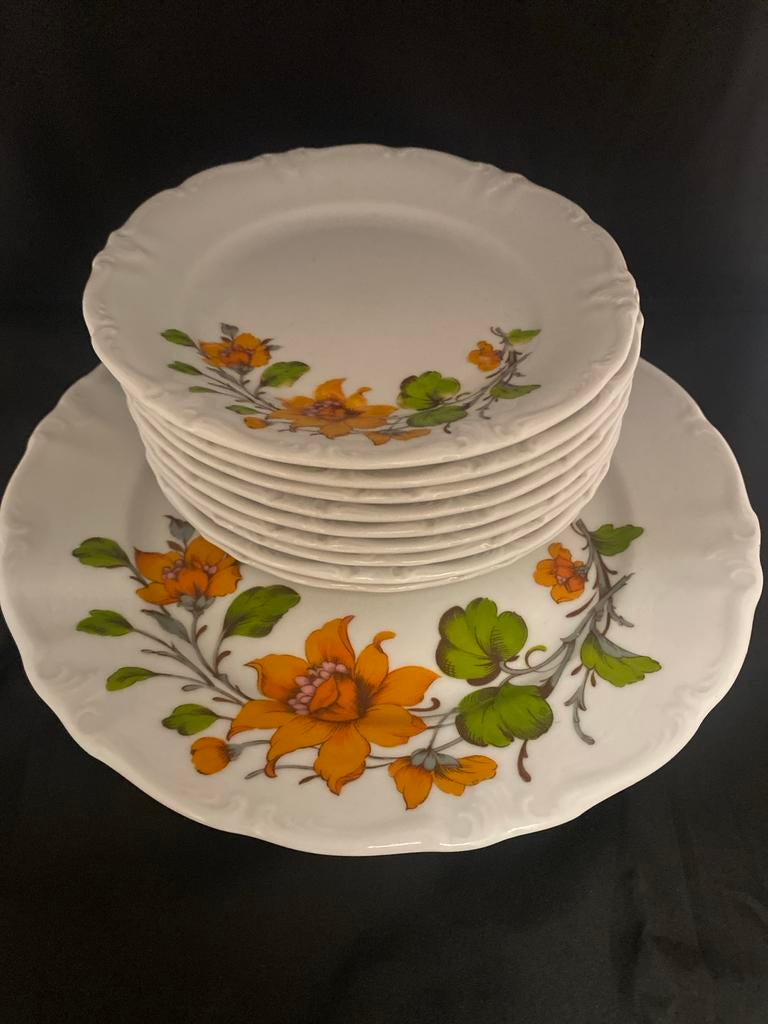 Winterling Bavaria Gebakschaal met 9 Gebaksbordjes, Ophalen of Verzenden