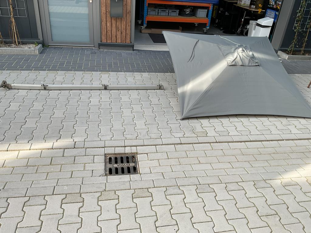 Paraflex muurbeugel lange versie met parasol 2.70 doorsnede, Ophalen, Zo goed als nieuw