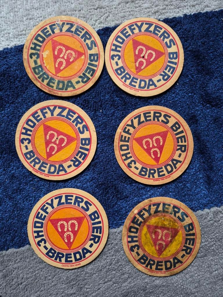 10 Drie Hoefijzers Breda bierviltjes, Verzamelen, Biermerken, Gebruikt, Viltje(s), Overige merken, Ophalen of Verzenden