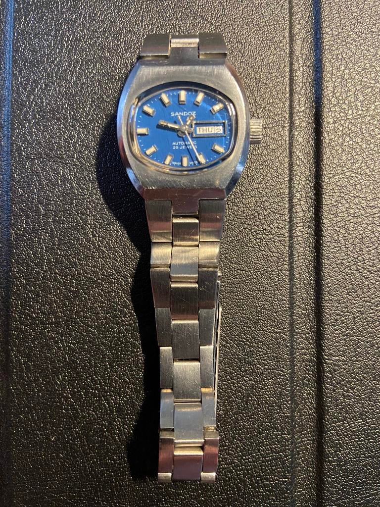 Danes Horloge Sandoz, Ophalen of Verzenden, Staal, Overige merken, 1960 of later