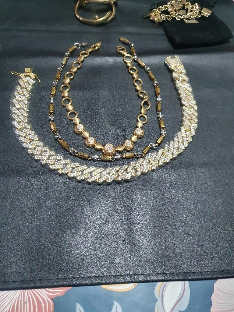 Partij vitage sieraden jaren 90 met 18 kr goud als nieuw, Sieraden, Tassen en Uiterlijk, Kettingen, Overige materialen, Met edelsteen