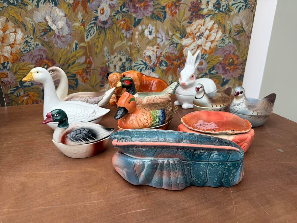 Mooie patévormen van Michel Caugant in de vorm van dieren, Antiek en Kunst, Curiosa en Brocante, Ophalen of Verzenden