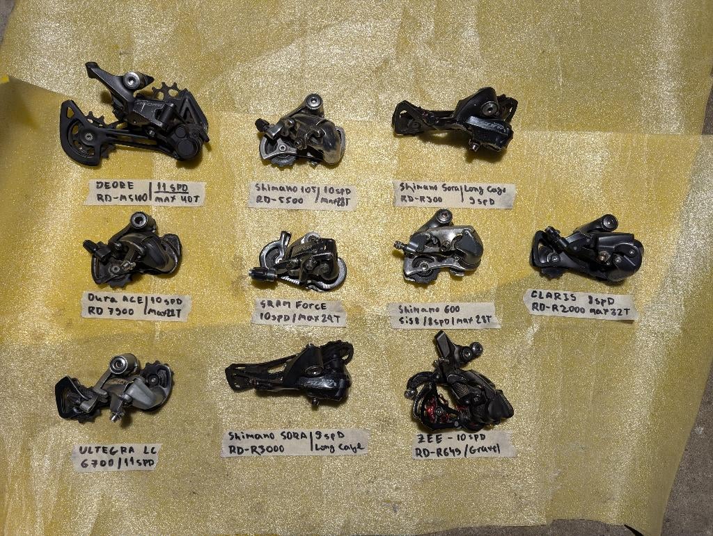 Diverse Simano and Sram Rear derailers -See Descriptions, Fietsen en Brommers, Fietsonderdelen, Gebruikt, Racefiets, Ophalen of Verzenden