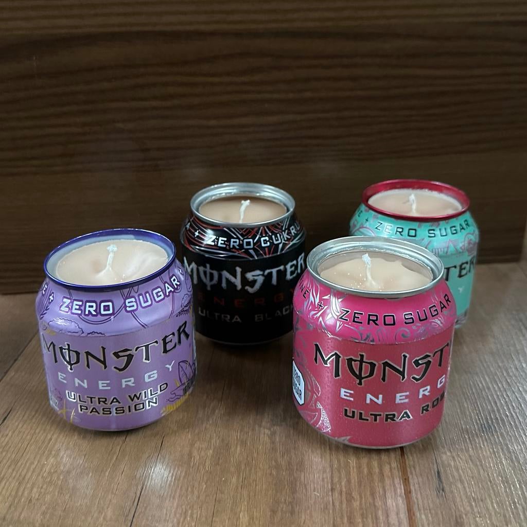 Monster Blik Kaarsen - Handgemaakt Cadeau!, Huis en Inrichting, Woonaccessoires | Kandelaars en Kaarsen, Nieuw, Kaars, Minder dan 25 cm