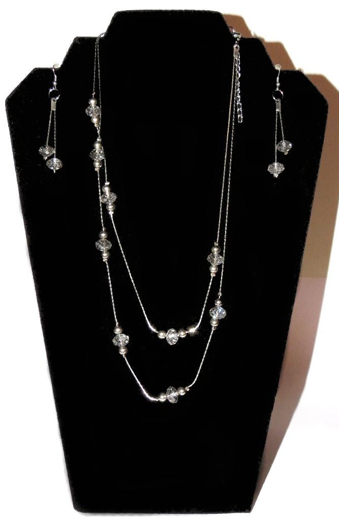Setje glas facet kralen zilver plated ketting en oorbellen, Marktplaats@koningsieraden.nl, Overige materialen, Verzenden, Nieuw