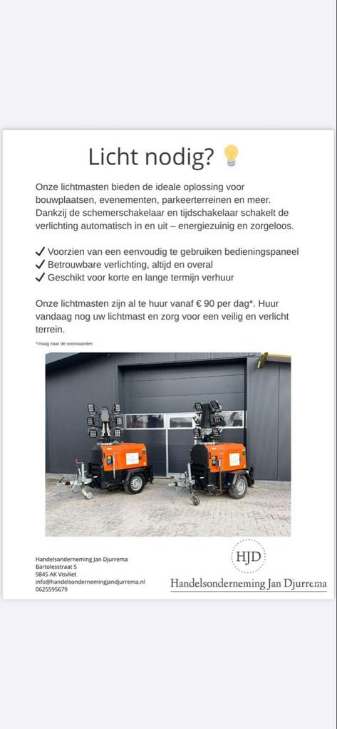 Te huur mobiele lichtmast, Ophalen