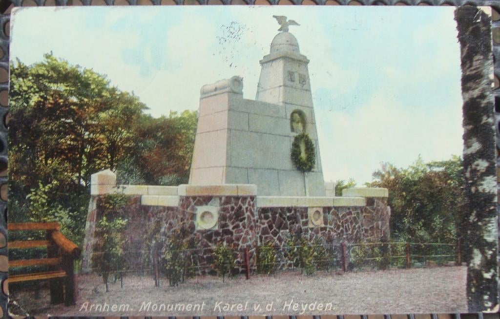 ansichtkaart Arnhem e/o nr. 14 - Monument Karel v.d. Heyden, Ophalen of Verzenden, 1940 tot 1960, Gelopen, Gelderland