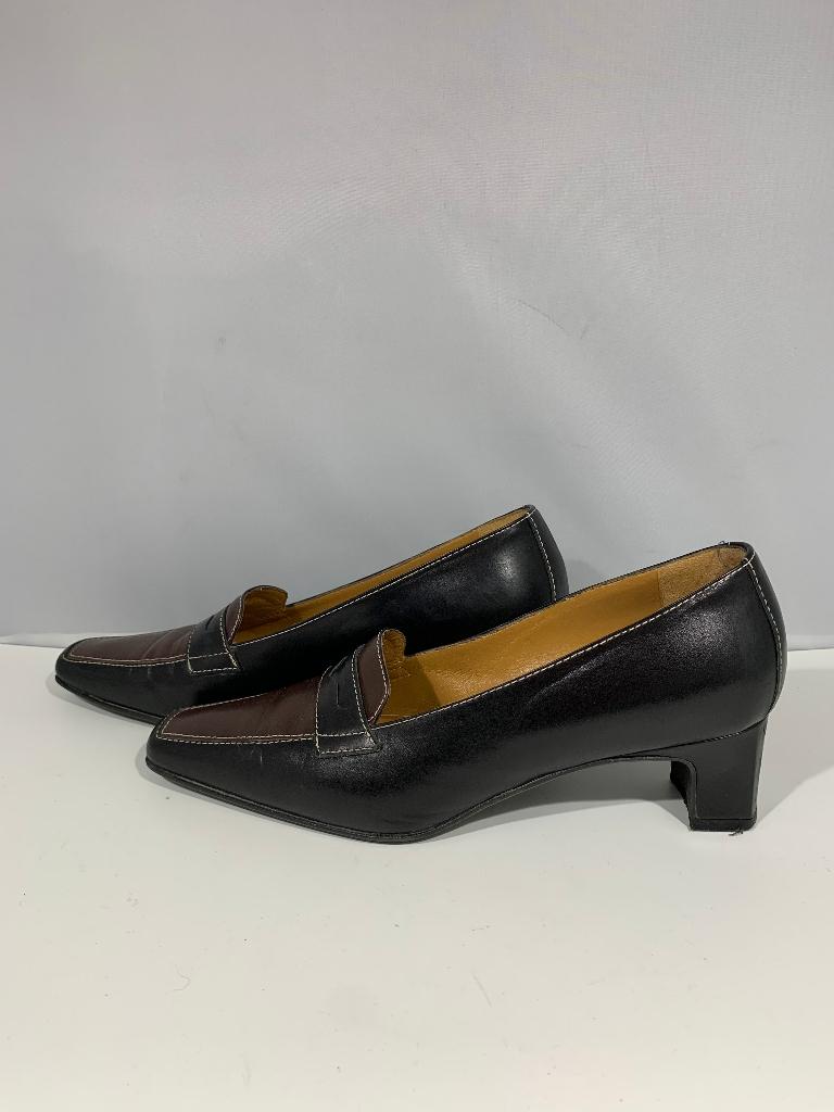 Antonio Paolo, mt 38.5 Elegante bruin zwarte schoenen., Kleding | Dames, Schoenen, Zo goed als nieuw, Schoenen met lage hakken
