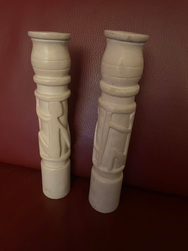 Handgemaakte marmeren kaarsenstandaards uit Kenia, Ophalen of Verzenden