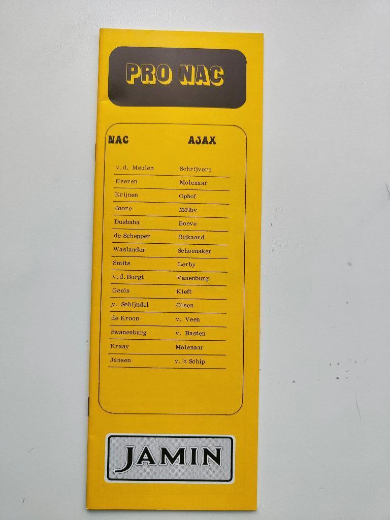 Pro Nac - AJAX Programmablad 1982-1983, Ophalen of Verzenden, Zo goed als nieuw, Ajax, Overige typen