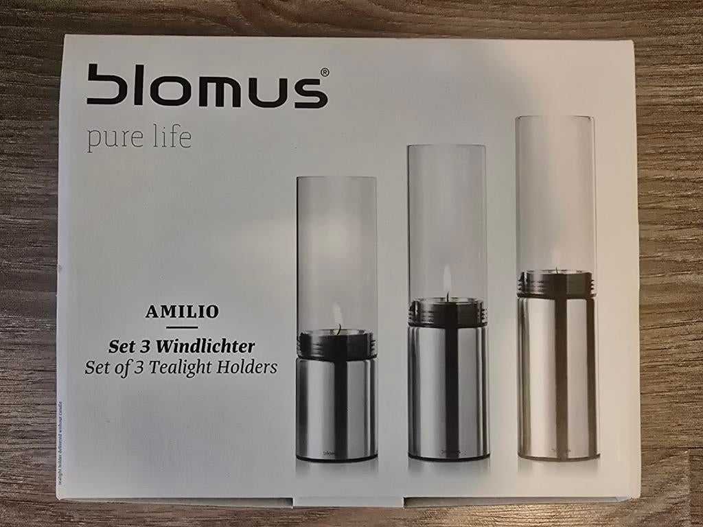 Blomus AMILIO Windlichter Set van 3 - nieuw!, Ophalen, Overige materialen, Wit, Nieuw