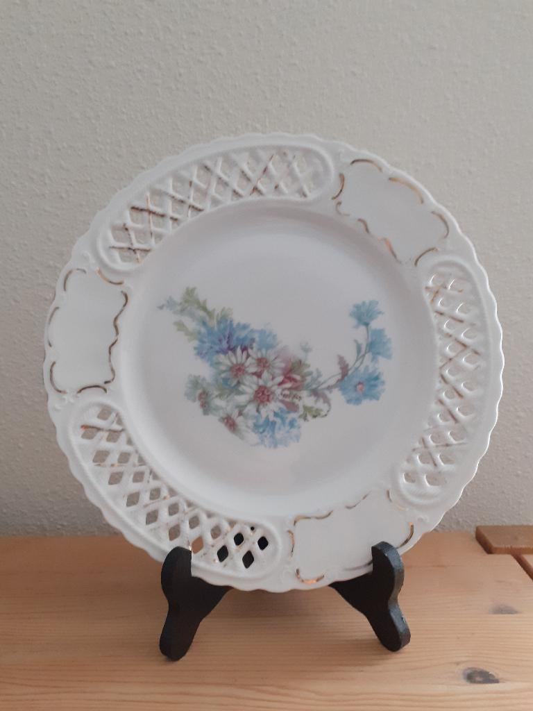 Brocante Dresden sierbord *eureka*, Ophalen of Verzenden