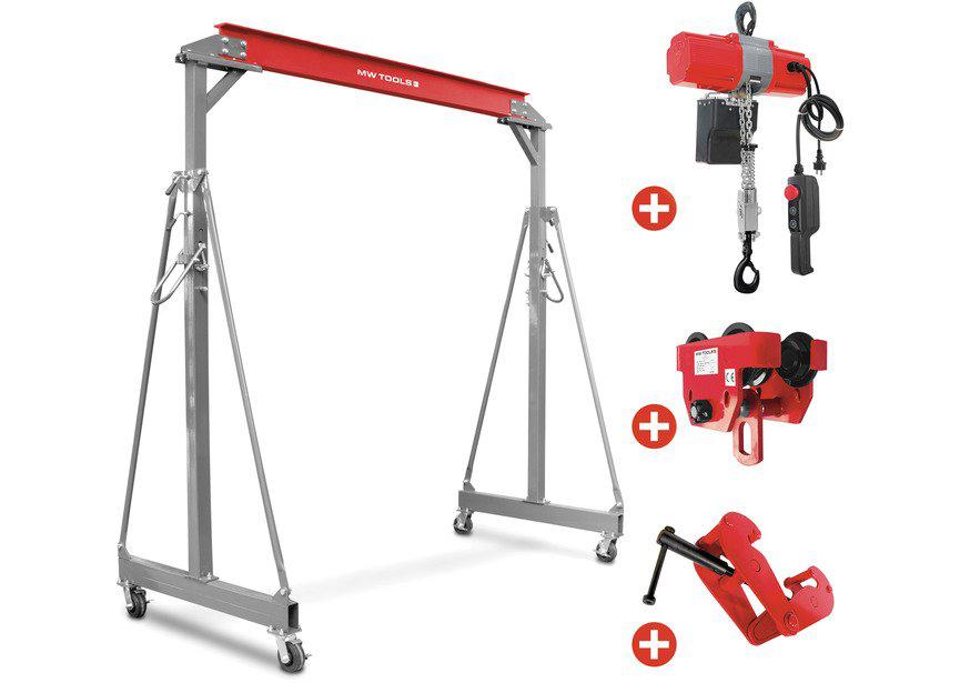 Portaalkraan 1 ton + kettingtakel 230V + loopkat + balklem, Doe-het-zelf en Verbouw, Lieren en Takels, Nieuw, Ophalen