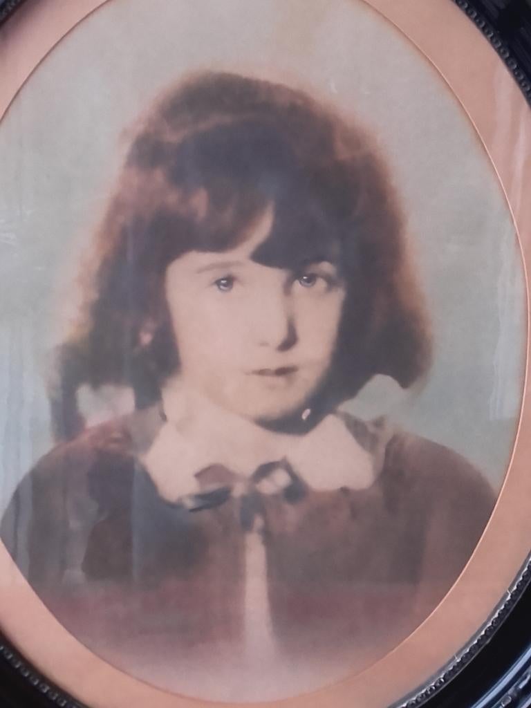 Antiek ingelijst portret uit Engeland aquarel op foto 59 cm., Ophalen of Verzenden