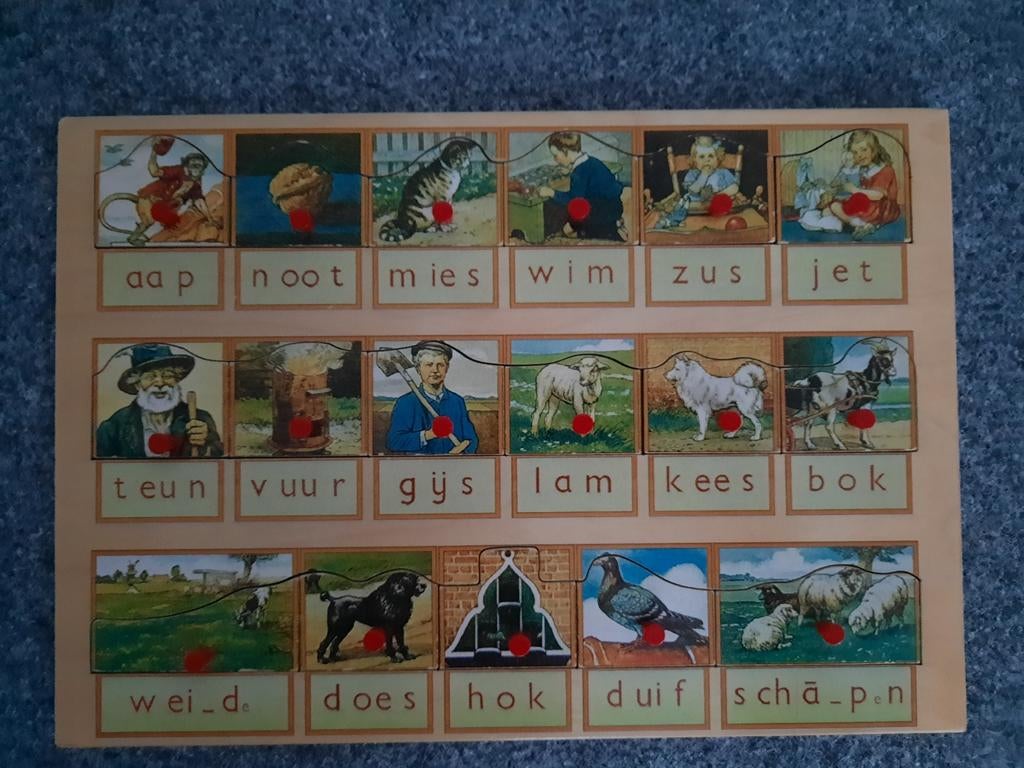 Oude Aap Noot Mies Insteekpuzzel, Antiek en Kunst, Antiek | Schoolplaten, Ophalen, Overige thema's
