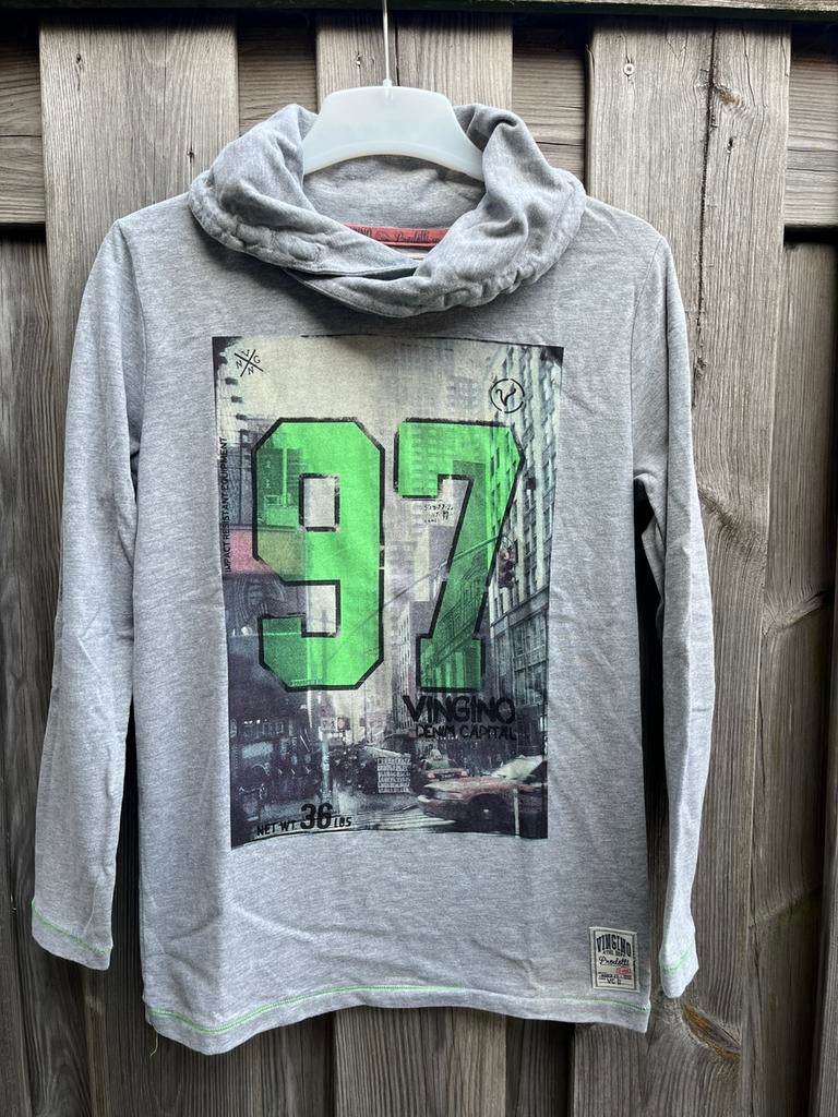 Grijze longsleeve met koll van Vingino, Ophalen of Verzenden, Zo goed als nieuw, Jongen, Shirt of Longsleeve