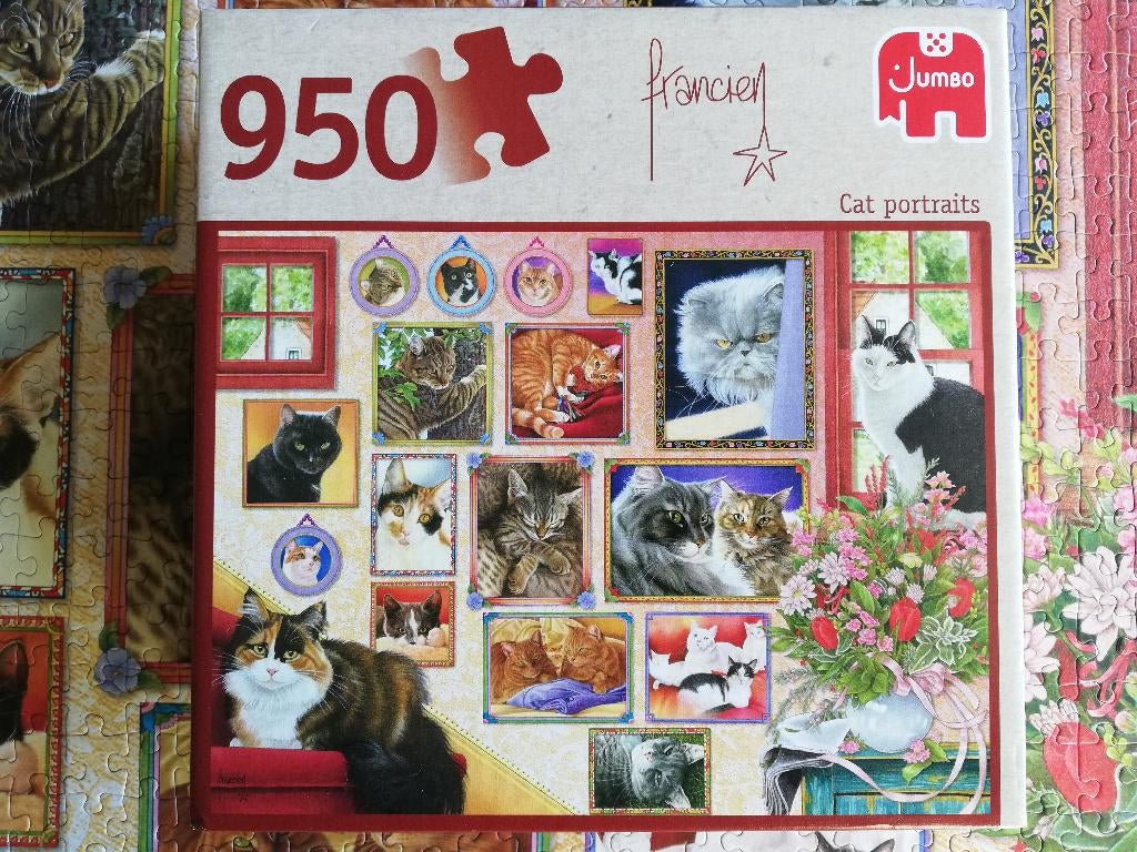 Puzzel 950 stukjes: Kattenportretten, Ophalen of Verzenden, 500 t/m 1500 stukjes, Zo goed als nieuw, Legpuzzel
