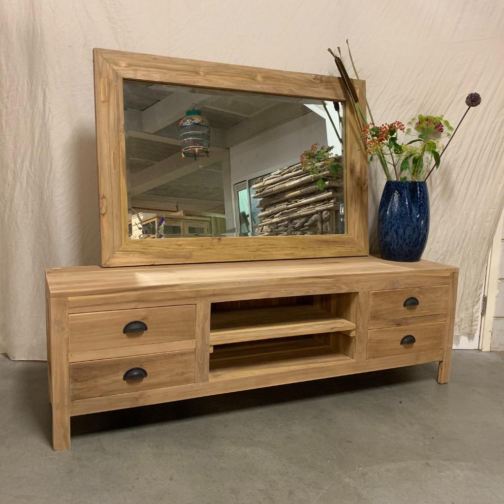 TV meubel - massief teak hout - vanaf € 245,- Bij TTM Wonen, Huis en Inrichting, Kasten | Televisiemeubels, Nieuw, Minder dan 100 cm