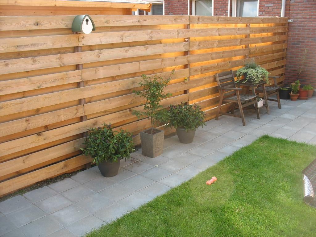 8 meter schutting compleet met hardhouten palen, Ophalen, Nieuw, Hout, Tuinhek