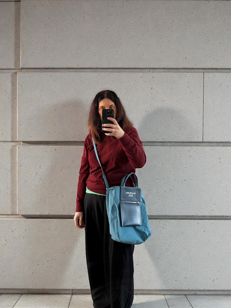 Acne Studios Baker tas out nylon leer tote blauw medium, Ophalen of Verzenden, Zo goed als nieuw