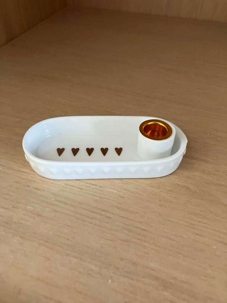 Klein Kaarsplateau met Hartjes - Räder, Overige materialen, Wit, Nieuw, Ophalen of Verzenden