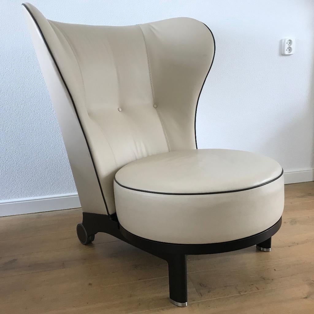 5 Giorgetti Rea Bergere fauteuil stoel design vintage leer, Huis en Inrichting, Fauteuils, Gebruikt, Ophalen of Verzenden, Nvt