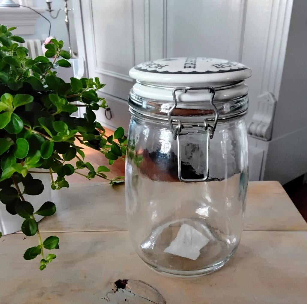 Voorraadpot - weckpot - happiness is homemade - nieuw, Ophalen of Verzenden, Nieuw