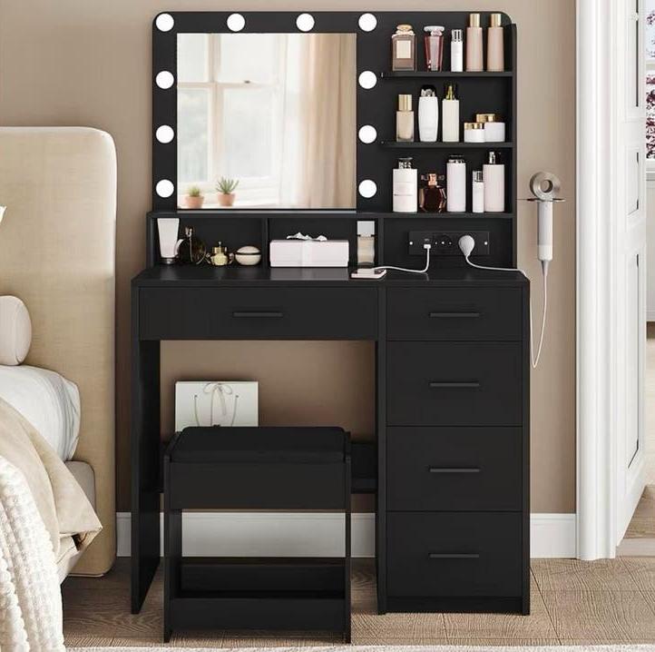 Nieuwe Kaptafel met Verlichte Spiegel en Stoel - Ongeopend, Huis en Inrichting, Tafels | Kaptafels, 100 tot 150 cm, Nieuw, Hout