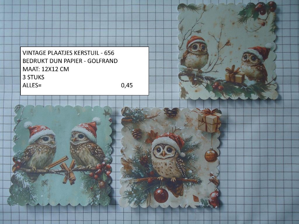 ⚠️nu 0,25: vintage plaatjes kerst uil 656 ( alleen verzenden, Hobby en Vrije tijd, Kaarten | Zelf maken, Ophalen, Nieuw, Kerst