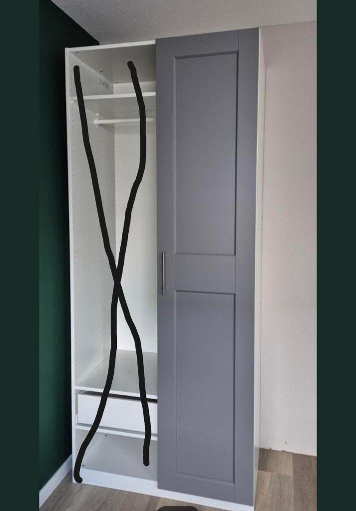 1x Grimo deur Grijs voor pak kast ikea incl scharnieren, Huis en Inrichting, Kasten | Kledingkasten, Ophalen, 200 cm of meer, Pax