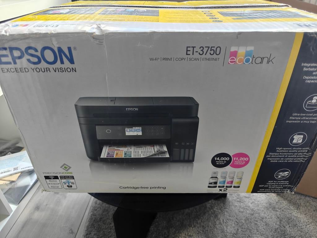 Epson EcoTank ET-3750 All-in-One Inkjetprinter, EPSON, Inkjetprinter, All-in-one, Nieuw