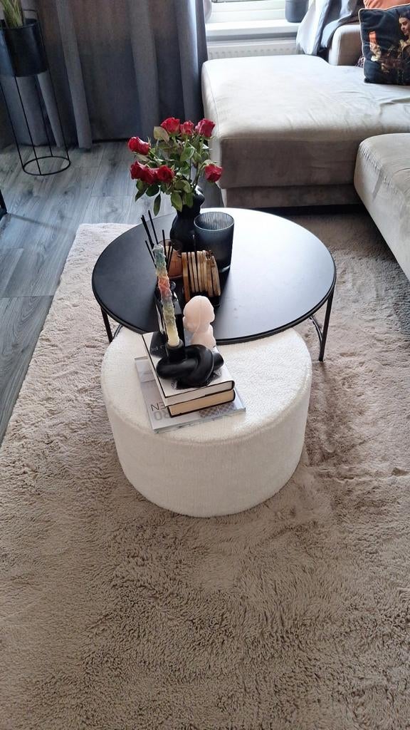 Salontafel met poef van vtwonen, 50 tot 100 cm, Overige materialen, Rond, Zo goed als nieuw