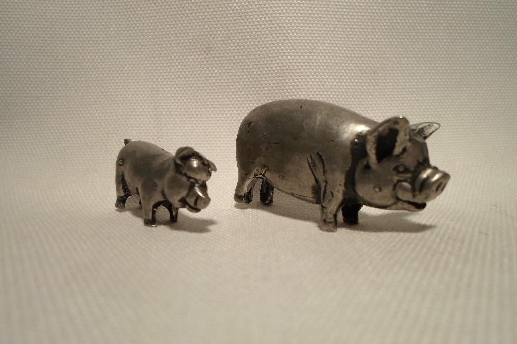 Miniatuur Beeldjes Varken Tin, Verzamelen, Beelden en Beeldjes, Ophalen of Verzenden, Zo goed als nieuw, Dier