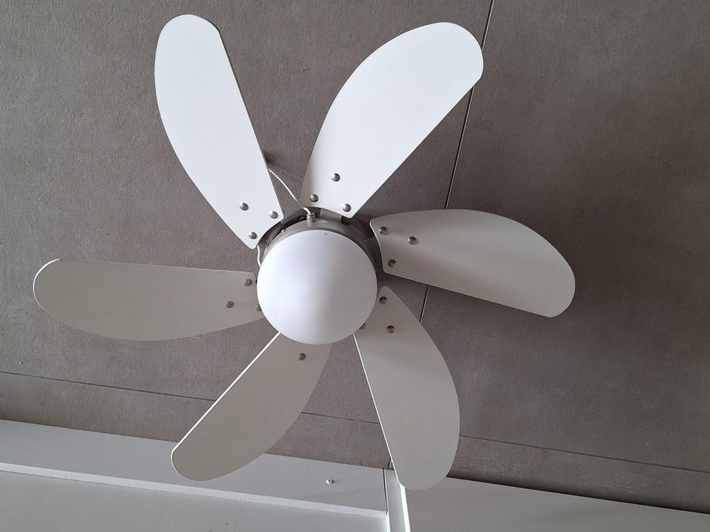 Witte plafondventilator met zes bladen, Witgoed en Apparatuur, Ophalen, Plafondventilator