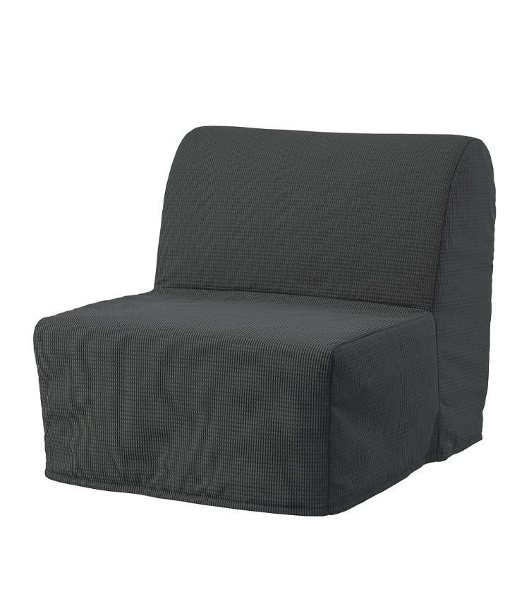 IKEA Lycksele Lovaas slaapstoel met donkerblauwe hoes, Huis en Inrichting, Slaapkamer | Slaapbanken, Ophalen, Eenpersoons, Blauw