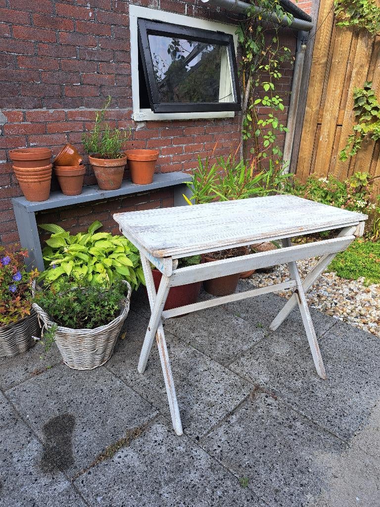 Houten tuintafel, bistro tafel St. Tropez, vintage, retro, Ophalen, Gebruikt, Hout, 2 zitplaatsen