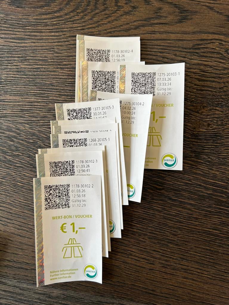 44 sstuks Wertbon wc vouchers, Twee personen, Kortingsbon, Overige typen