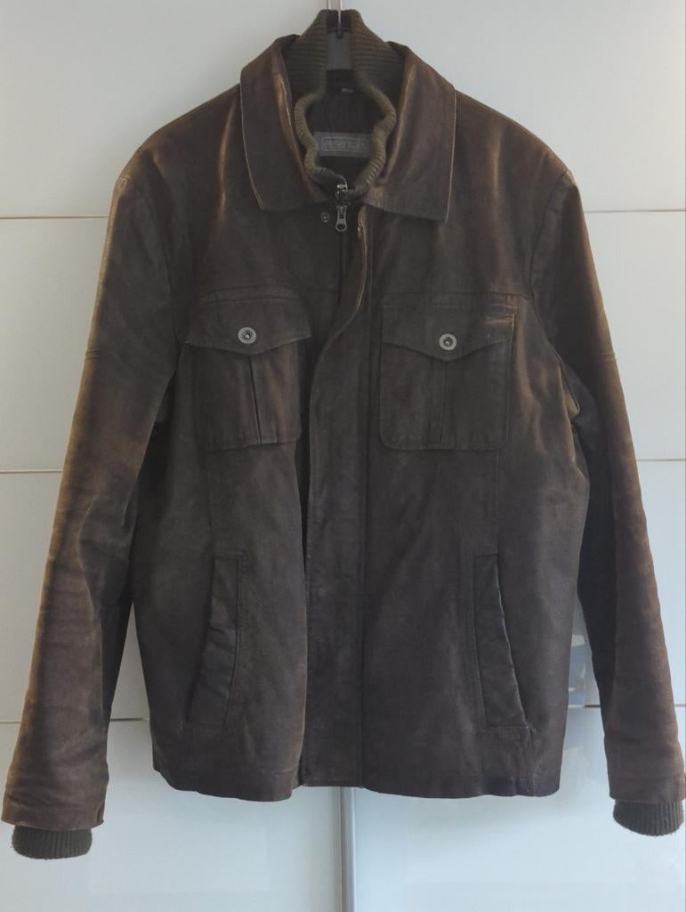 Donkerbruine gevoerde leren jas, maat M/L, Kleding | Heren, Bruin, Maat 48/50 (M), Ophalen of Verzenden, Essentials