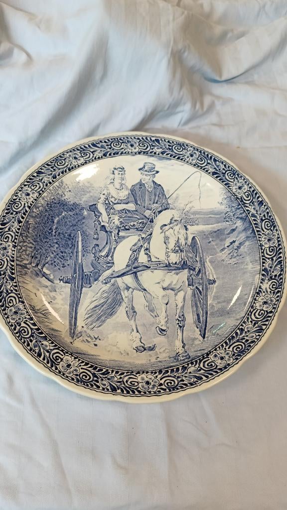 Groot Boch De Lys wandbord 39 cm – blauw-wit koetsscène, Ophalen of Verzenden