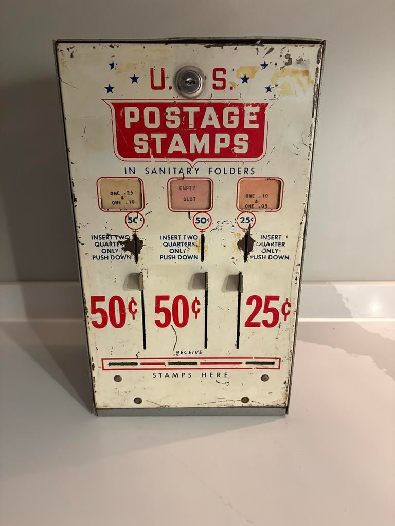 Vintage originele Amerikaanse postzegelautomaat, Verzamelen, Merken en Reclamevoorwerpen, Verzenden, Gebruikt, Gebruiksvoorwerp