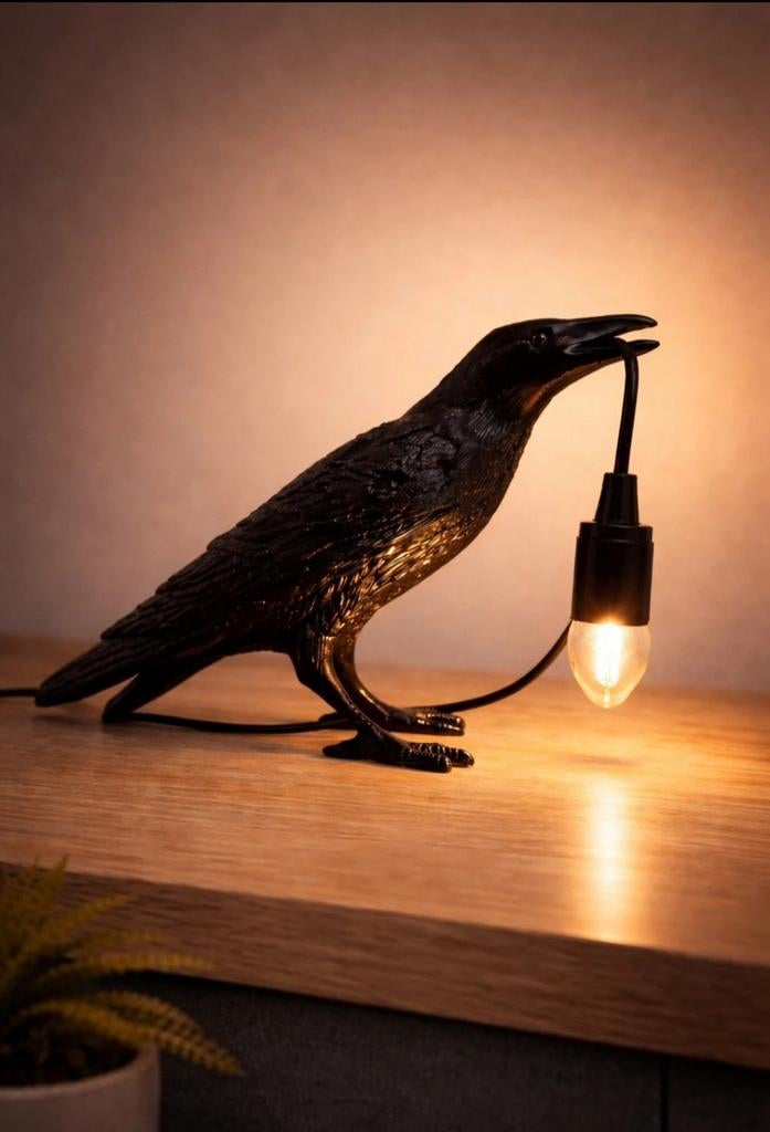 Unieke Kraai Lamp - Nieuw in Doos, Overige materialen, Modern, Uniek, Dieren, Nieuw, Ophalen of Verzenden