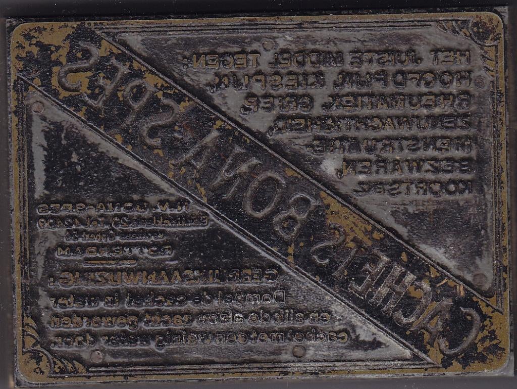 Cliché / Drukplaat - Cahets-Bona-Spes, Antiek en Kunst, Ophalen of Verzenden