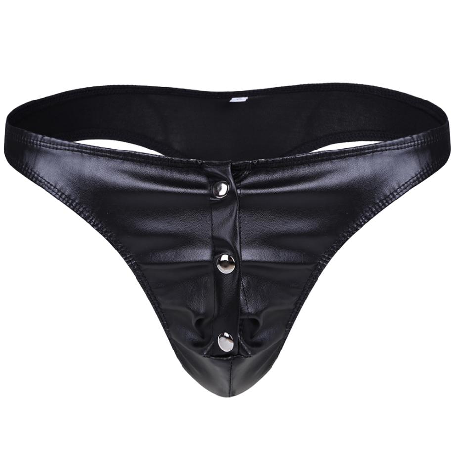 Zwarte kunst leren heren string met knopen tanga slip mannen, Kleding | Heren, Ondergoed, Verzenden, Zwart, Slip