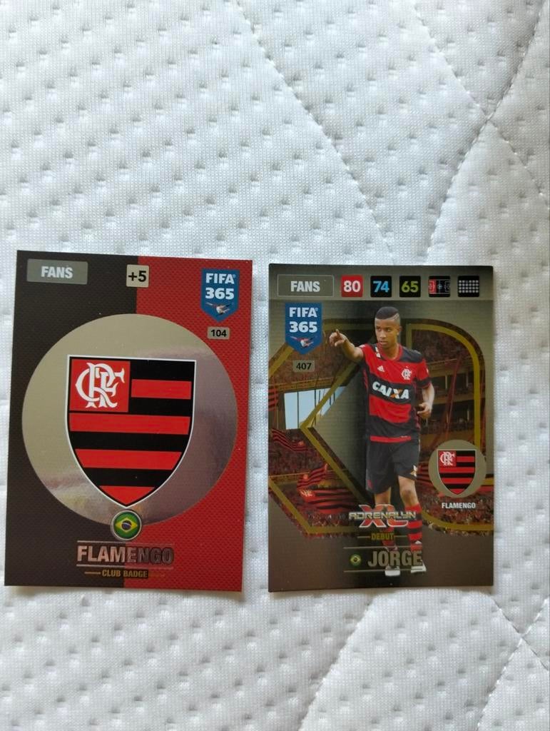 Voetbalplaatjes FIFA 365 - Flamengo (Club Badge & Jorge), Ophalen of Verzenden