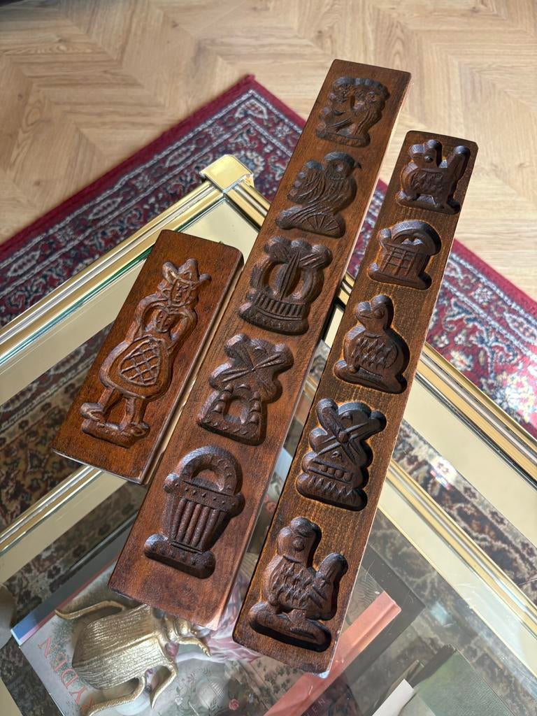 Drie vintage speculaas vormen, Antiek en Kunst, Ophalen of Verzenden, Handgemaakt, Wanddecoratie, Hout