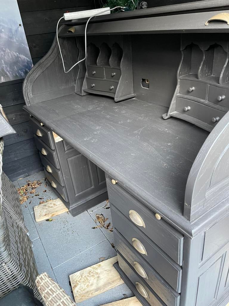 Bureau in 3 losse delen - 150 x130x53cm - Antraciet, Huis en Inrichting, Kasten | Secretaires, Ophalen of Verzenden, Gebruikt