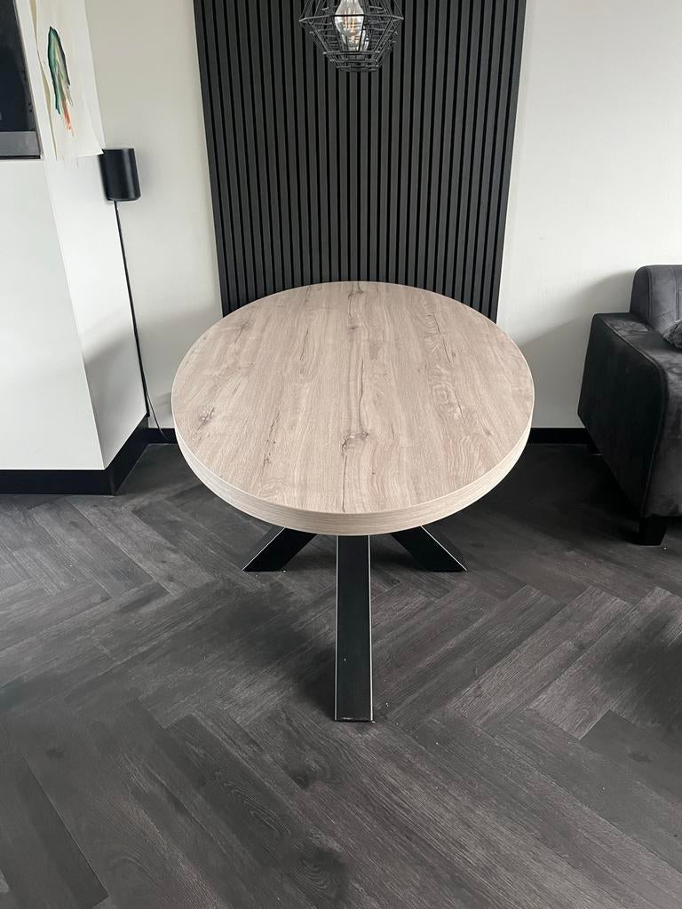 Ovale eettafel grijs eiken, Huis en Inrichting, Ophalen, 100 tot 150 cm, Eikenhout, Nieuw