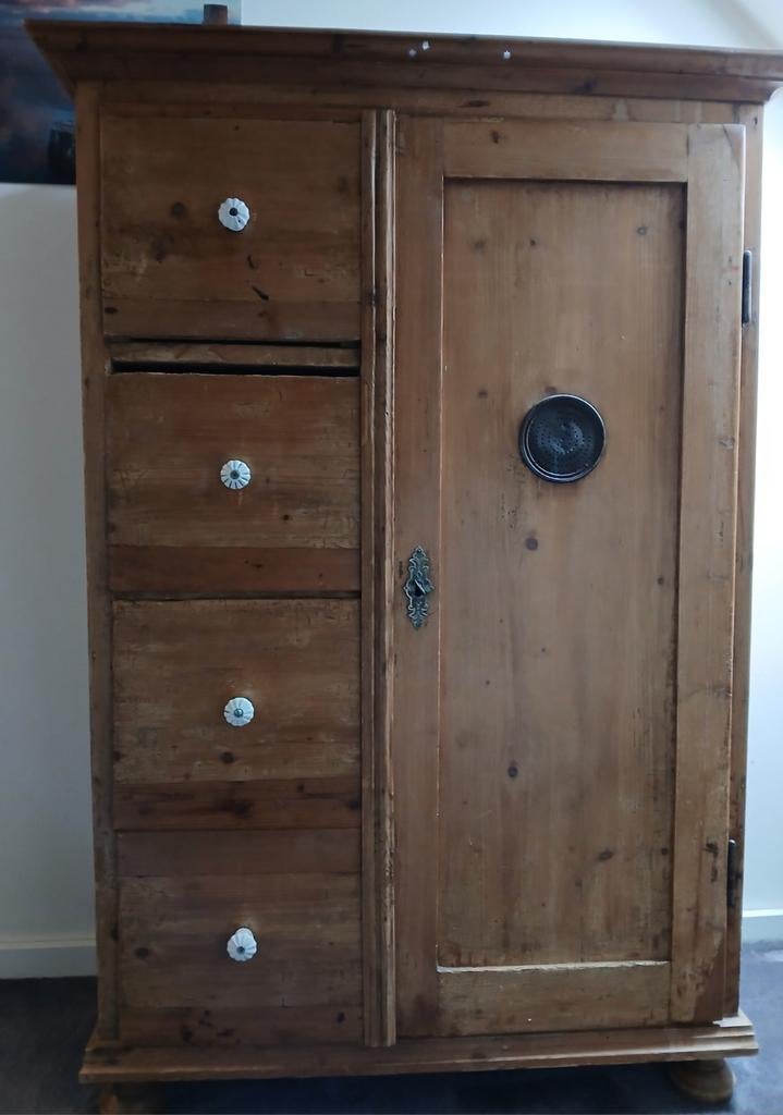 Antieke Grenen Meidenkast / Spekkast - Landelijke staat, Ophalen